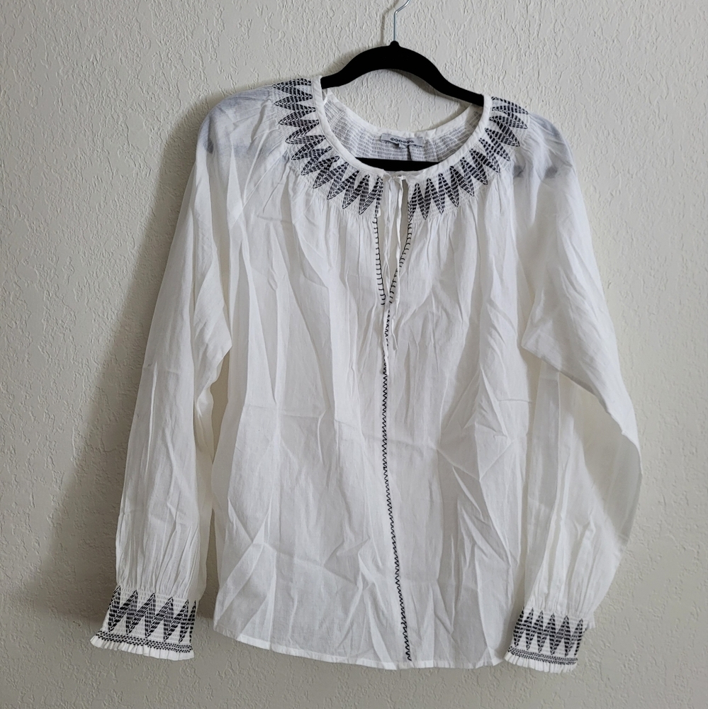 Bonobos gauze white embroidered blouse | size L
